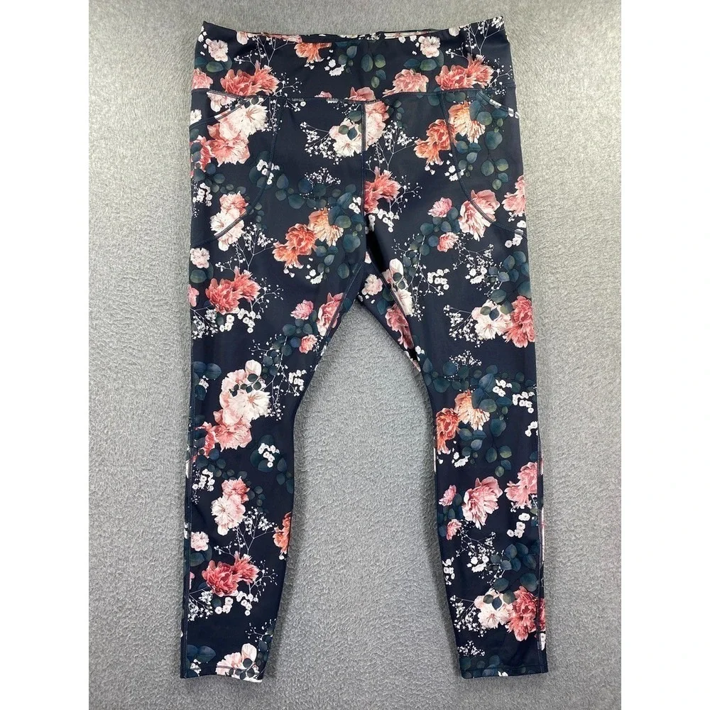 Duluth Trading Leggings Womens 2X Floral Stretch Pants Comfort Casual Color